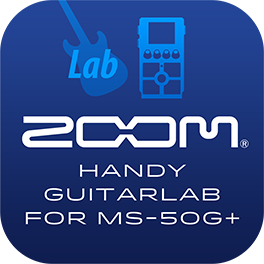 Handy Guitar Lab for MS-50G+ app screen displayed on iPhone (Landscape)