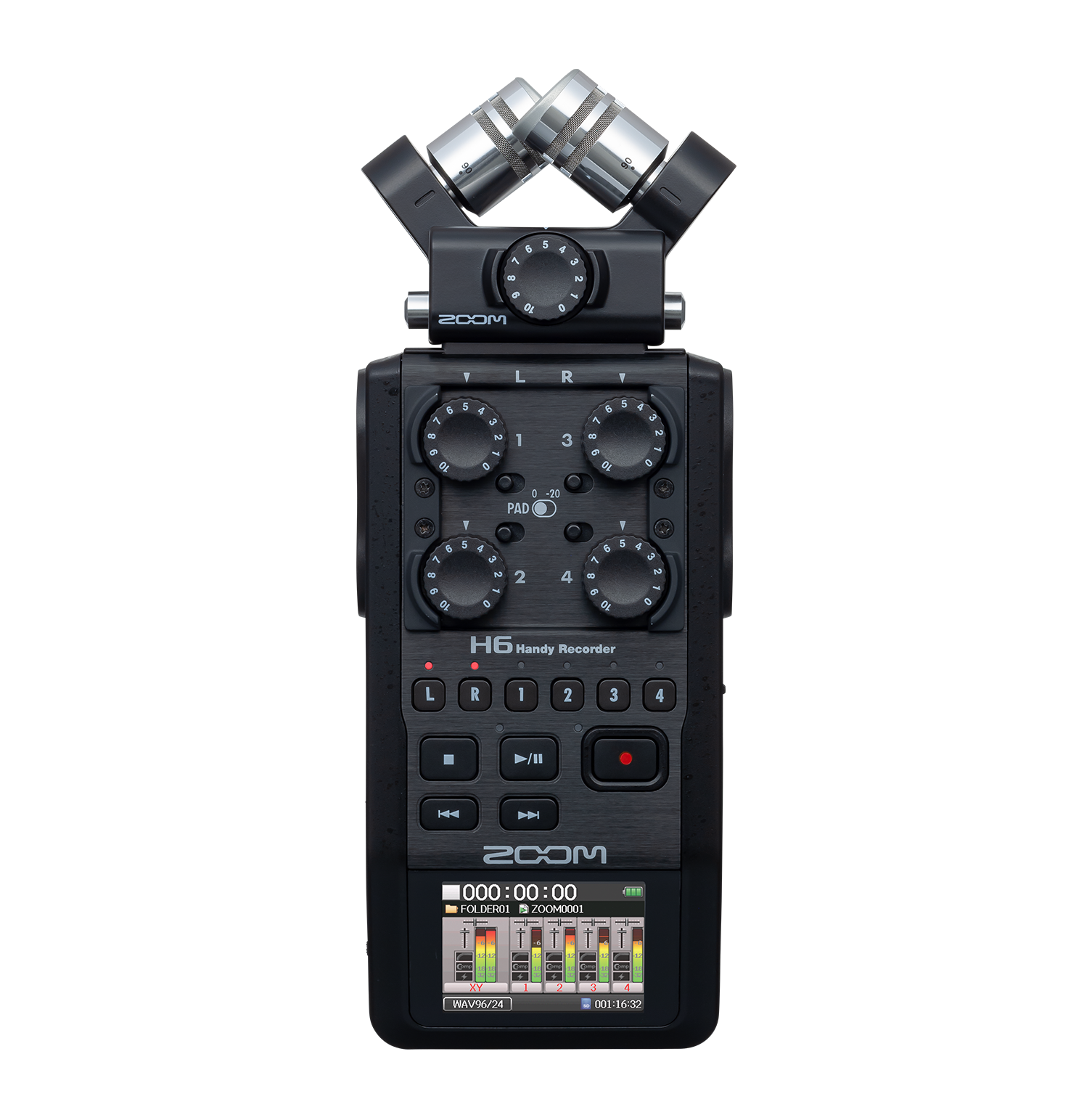 For Shure System Zoom H6 Six-Track Portable Recorder with PLMS30 Wired Lavalier Mini XLR Uni-Directional Microphone 