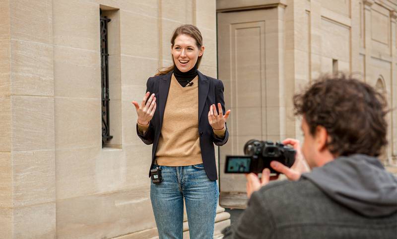 Reporter on location with F1-LP audio