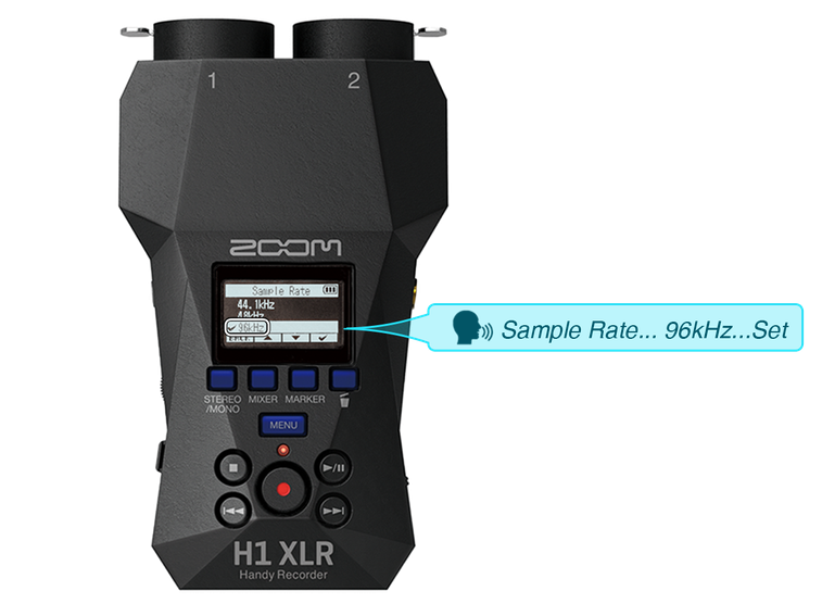 Example of commands and vocal guides available on the H1 XLR