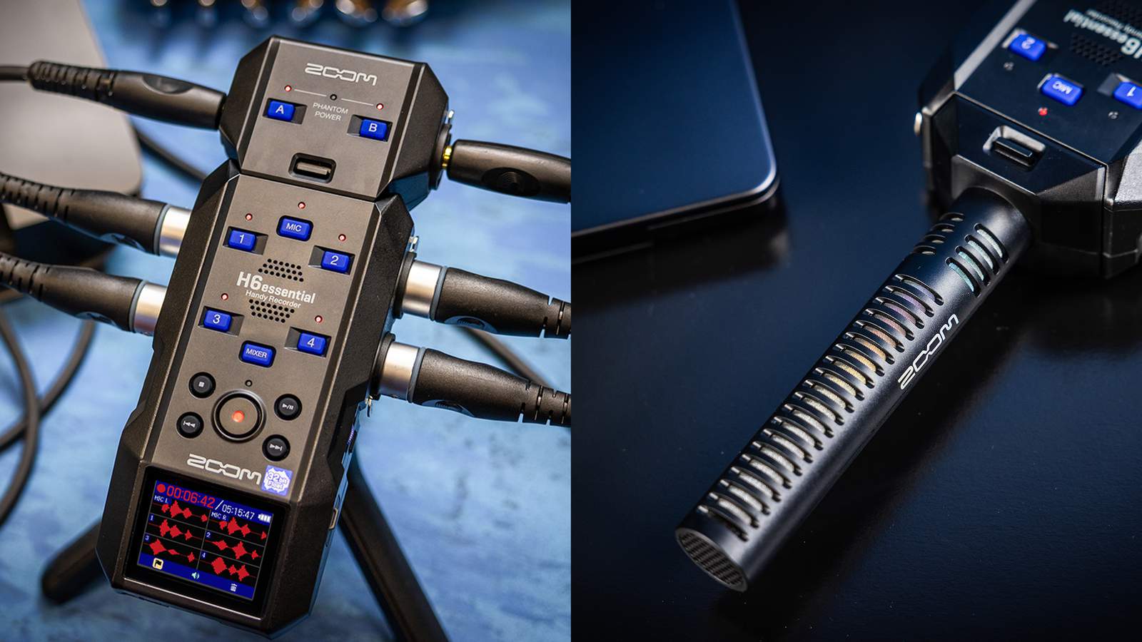 ステレオショットガンマイク『SSH-6e』と、外部入力拡張ユニット『EXH-6e』