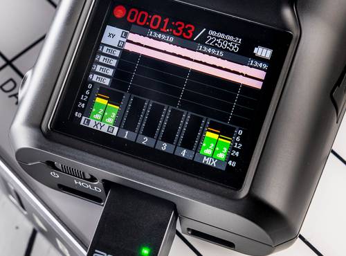 H6studio Handy Recorder connected to the TCA-1 Timecode Adapter