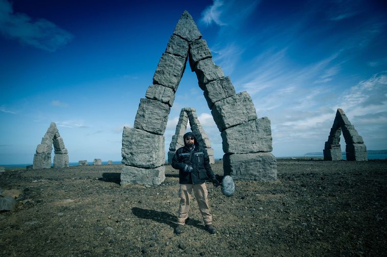 Watson Wu posing with field recording equipment