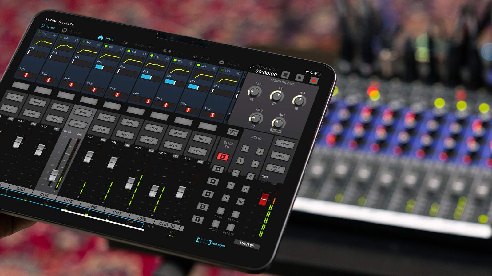 Remotely controlling the L12next using a dedicated mixer app on an iPad