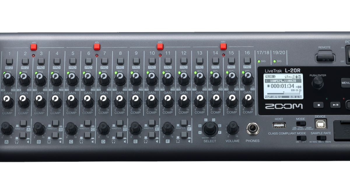 Zoom LiveTrak L-20 20-Input Digital Mixer & Multitrack Recorder with Audio-Technica ATH-M50x Headphone 16GB UHS-I SDHC Memory Card & XLR Cable Bundle 