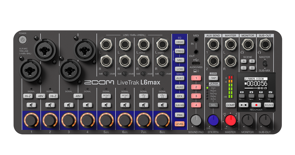 【TECH4610様】Zoom LiveTrak L6 ミキサー 話題のミキサー ZOOM LiveTrak L6のファーストインプレッション