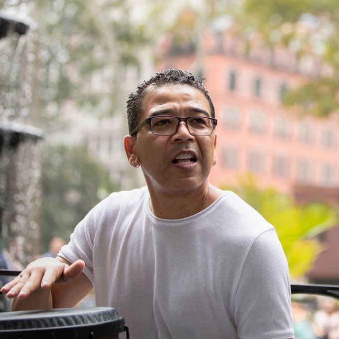 harmonica and percussion duet in the park being recorded with a Q2n-4K