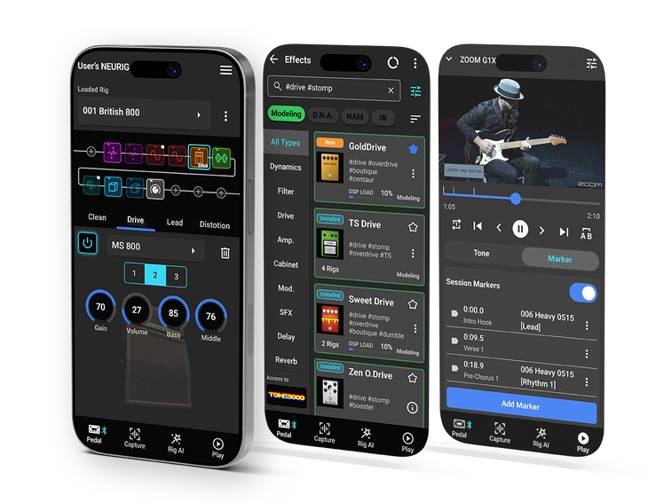 SessionZ Pedalアプリの画面が表示されたスマートフォンと、スクリーンショット画面２つ