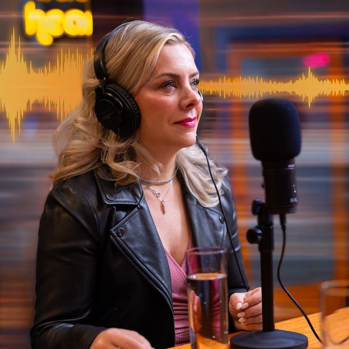 Podcaster using the PodTrak P2