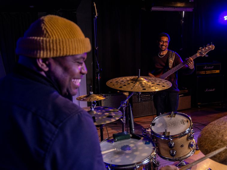 Manny Laine on drums with Busby Smith on bass