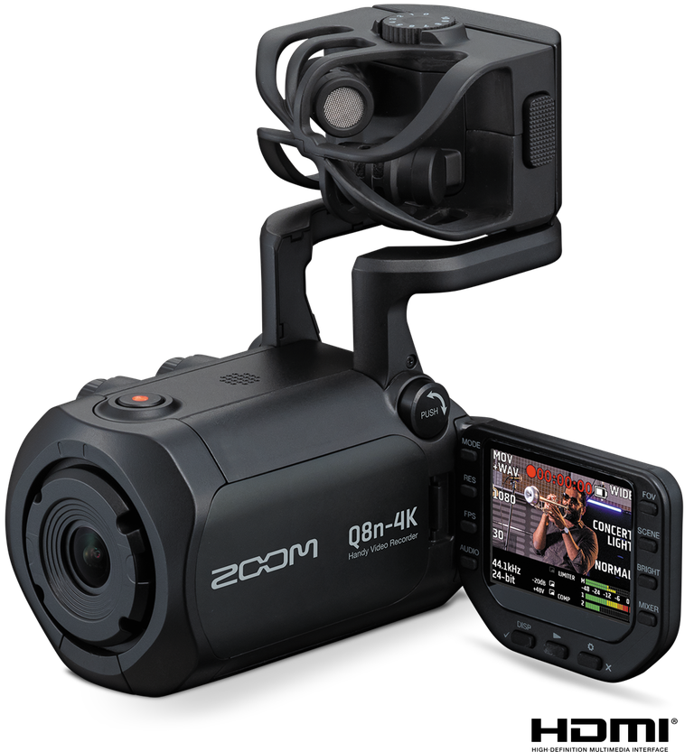 Zoom Q8n-4K Handy Video Recorder side view