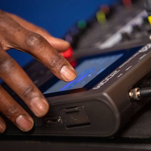 R20 unit in use with view of the SD card slot
