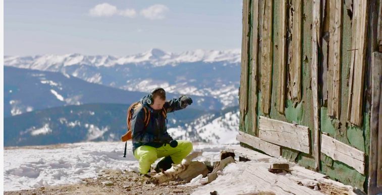 Ross Lara capturing audio in the snow with his Zoom H5