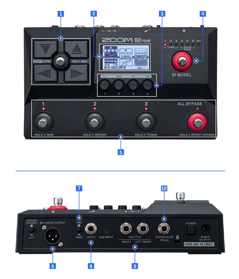 B2 Four Effects and Amp Emulator | ZOOM