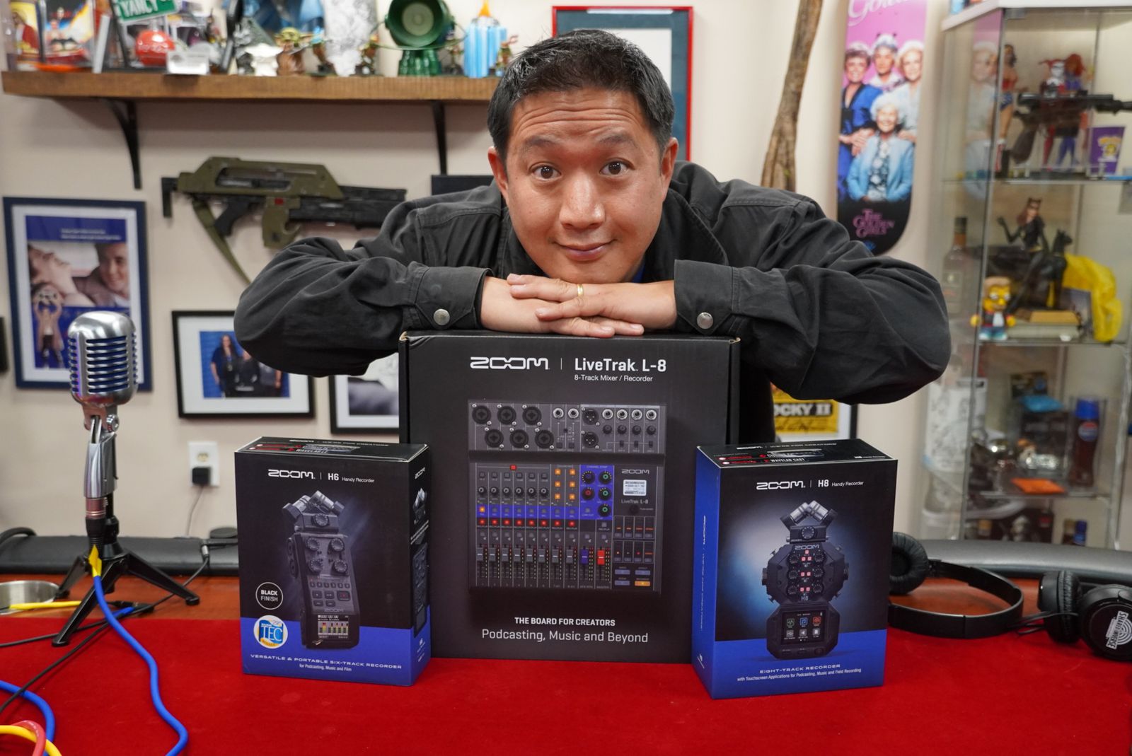 Ming Chen posing with his Zoom gear