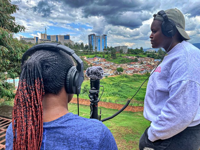 young filmmakers recording in Rwanda